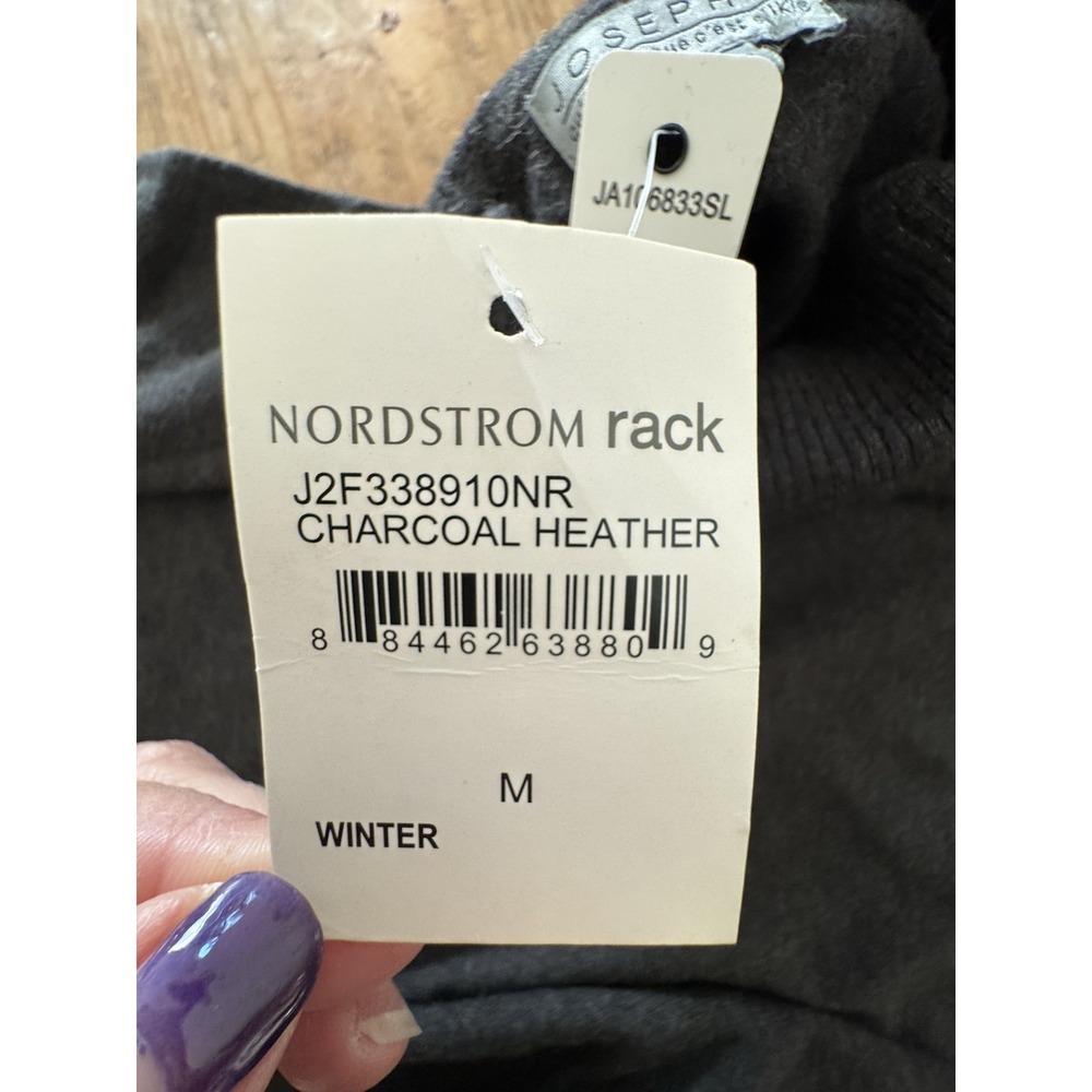 NWT Joseph A. Turtleneck Sweater Poncho Ruffle Hem Buttons Rayon Charcoal Sz M - Picture 5 of 10